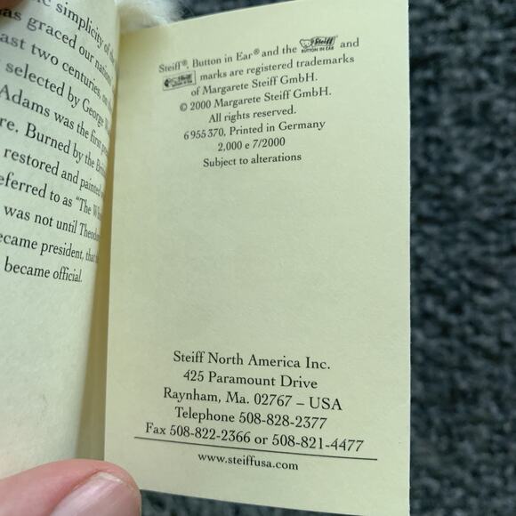 Vintage Steiff White House Teddy Bear 200th Anniversary Limited Edition Of 2000 - Picture 13 of 16